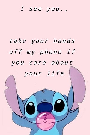 Stitch Blowing Bubblegum Pink Background Funny Quote Wallpaper HD phone wallpaper