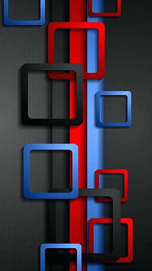 Abstract Geometric Pattern With Red Blue And Black Squares On Dark Background HD phone wallpaper