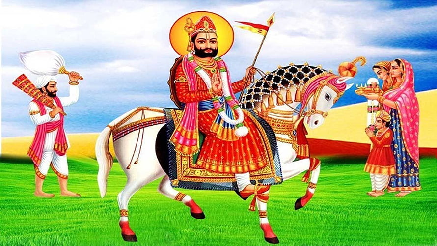 King Prithviraj Chauhan on White Horse with Family and Attendant HD wallpaper