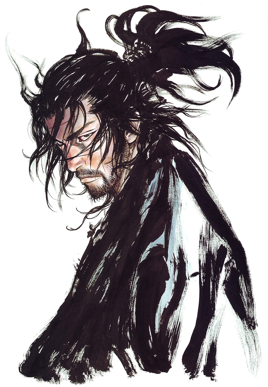 Vagabond Manga Character Portrait by Takehiko Inoue in Ink Wash Style HD phone wallpaper