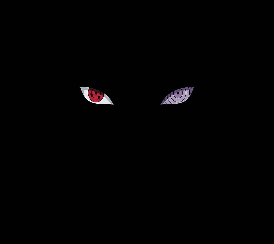 Naruto Sharingan and Rinnegan Eyes in Dark Minimalist Anime Style HD wallpaper