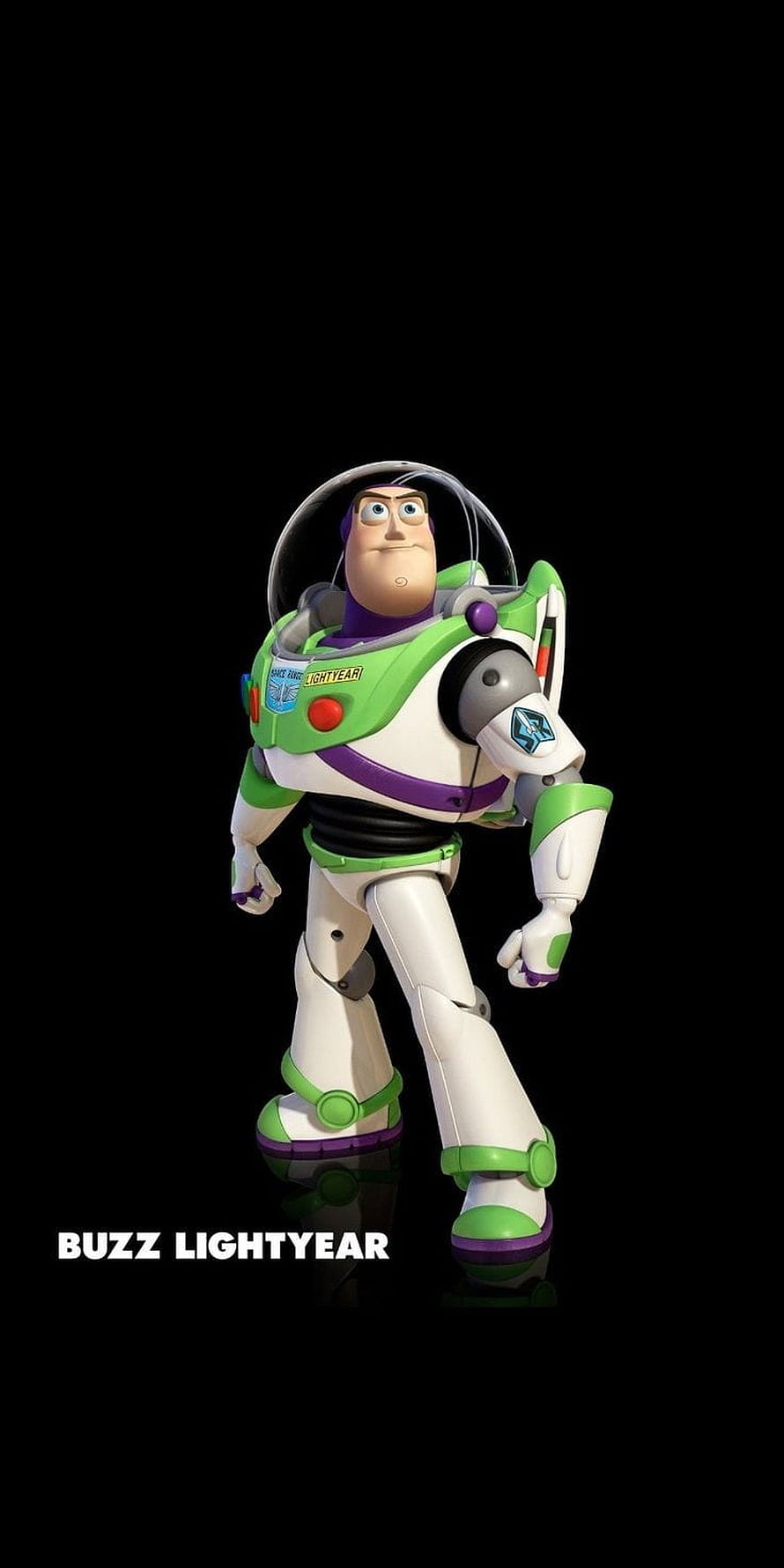 Buzz Lightyear Space Ranger Action Figure in White and Green Suit on Black Background HD phone wallpaper