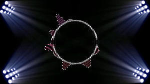 Abstract Circular Light Pattern With Radiating Spotlights On Black Background HD wallpaper