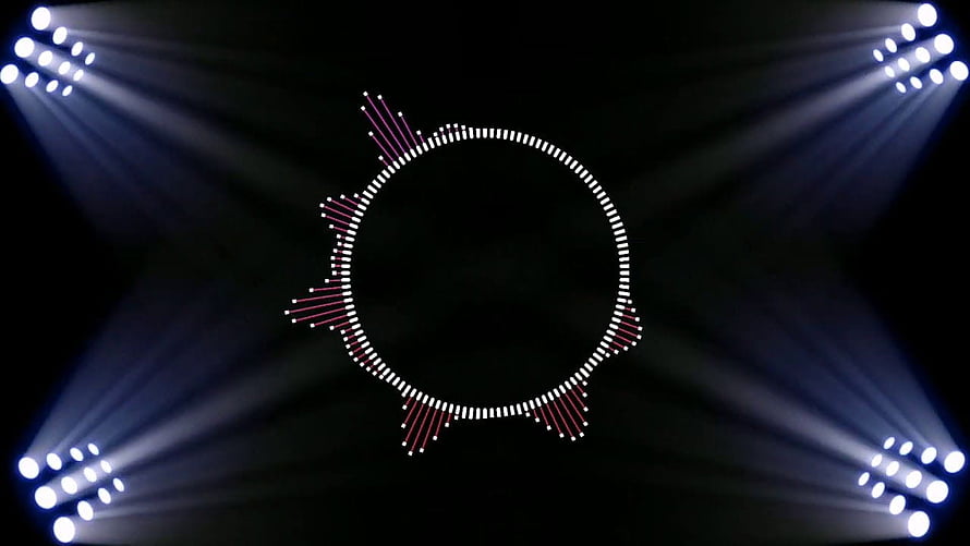 Abstract Circular Light Pattern With Radiating Spotlights On Black Background HD wallpaper