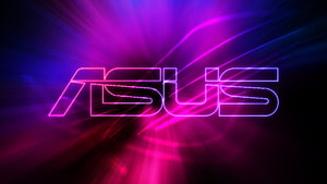 Neon ASUS Logo Wallpaper with Vibrant Pink and Purple Light Rays HD wallpaper