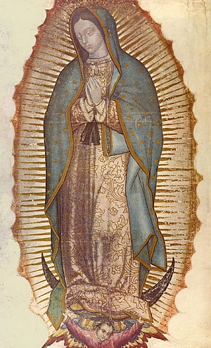 Our Lady of Guadalupe Religious Artwork with Blue Mantle and Golden Rays, Imágenes de la Virgen de Guadalupe, #virgen de guadalupe HD phone wallpaper