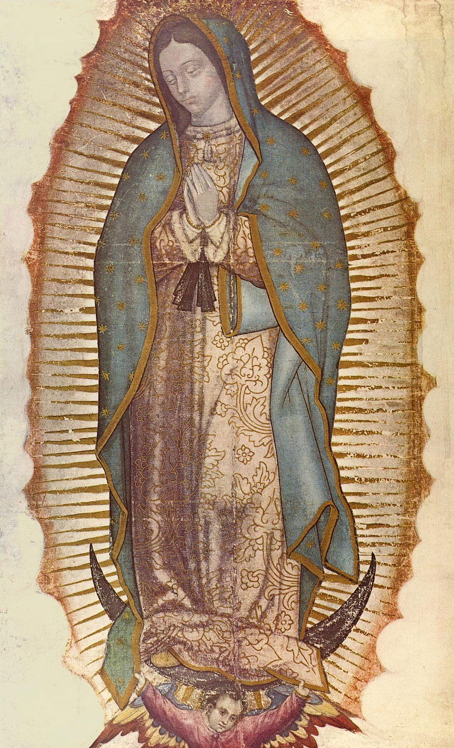 Our Lady of Guadalupe Religious Artwork with Blue Mantle and Golden Rays, Imágenes de la Virgen de Guadalupe, #virgen de guadalupe HD phone wallpaper