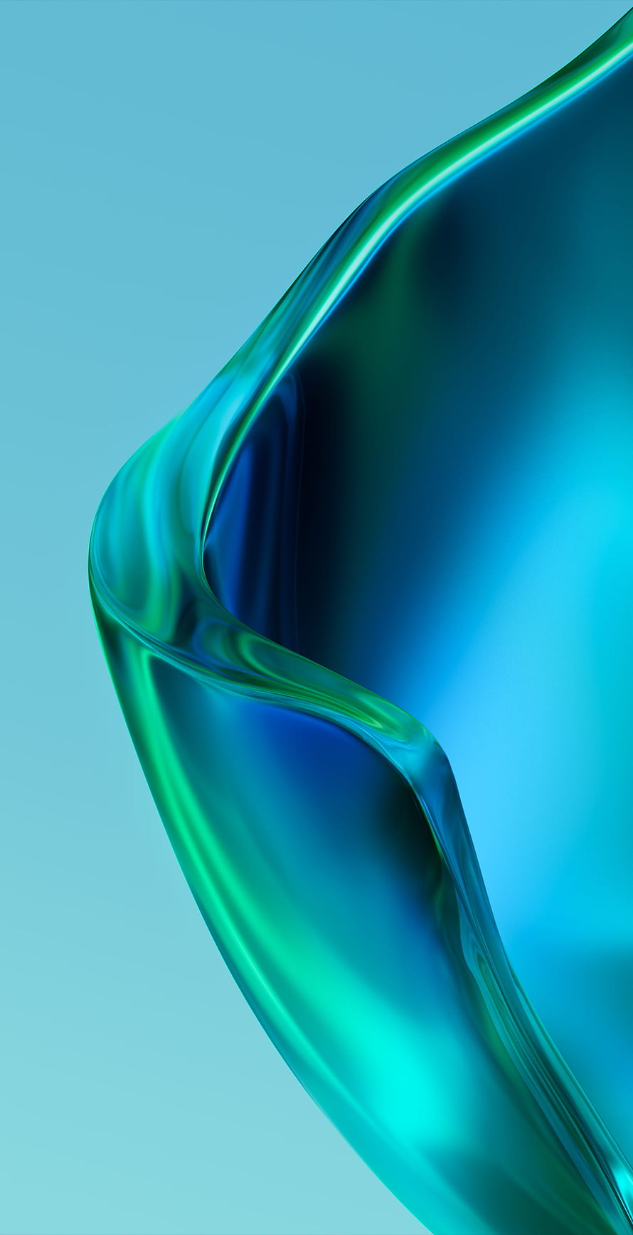 MIUI 13 Abstract Liquid Metal Wave in Teal and Green Gradient HD phone wallpaper
