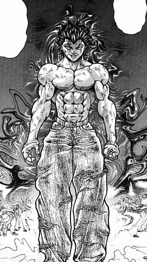 Baki Hanma Black and White Manga Illustration of Muscular Fighter HD phone wallpaper