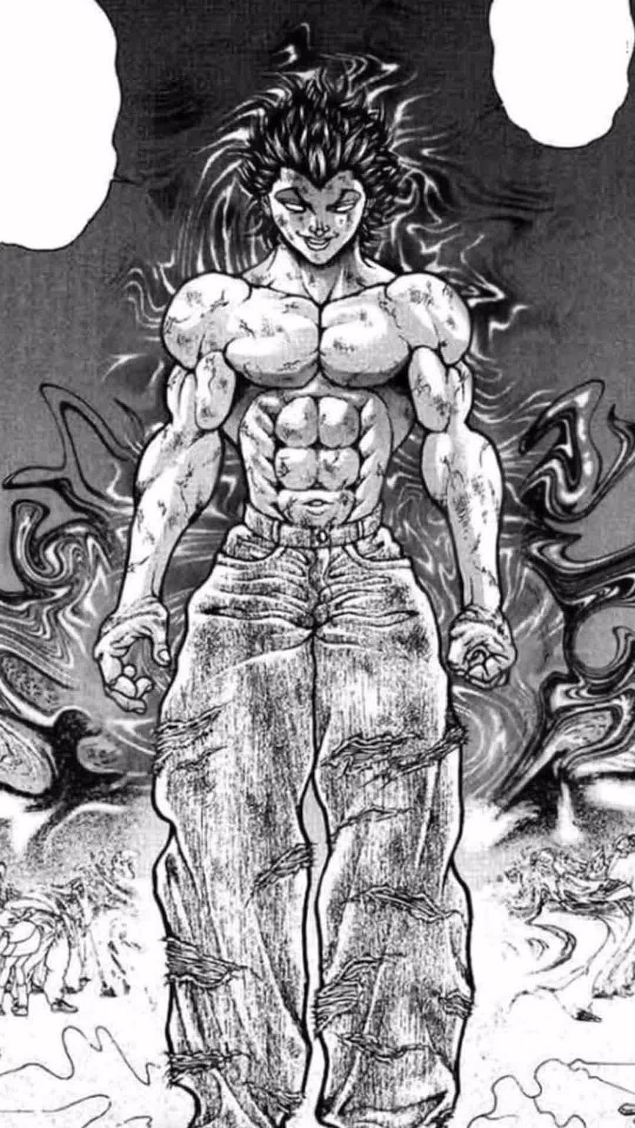 Baki Hanma Black and White Manga Illustration of Muscular Fighter HD phone wallpaper