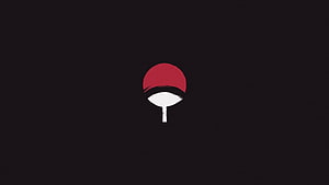 Minimalist Uchiha Clan Crest Logo on Dark Background HD wallpaper