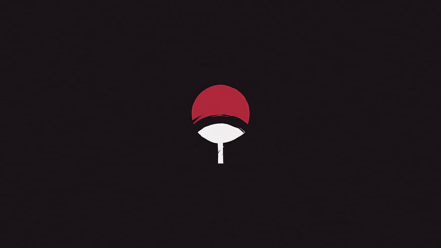 Minimalist Uchiha Clan Crest Logo on Dark Background HD wallpaper