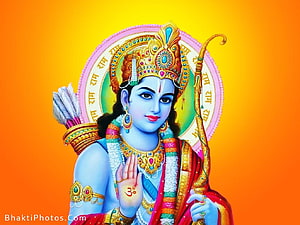 Lord Rama Devotional Portrait With Bow And Arrow HD wallpaper
