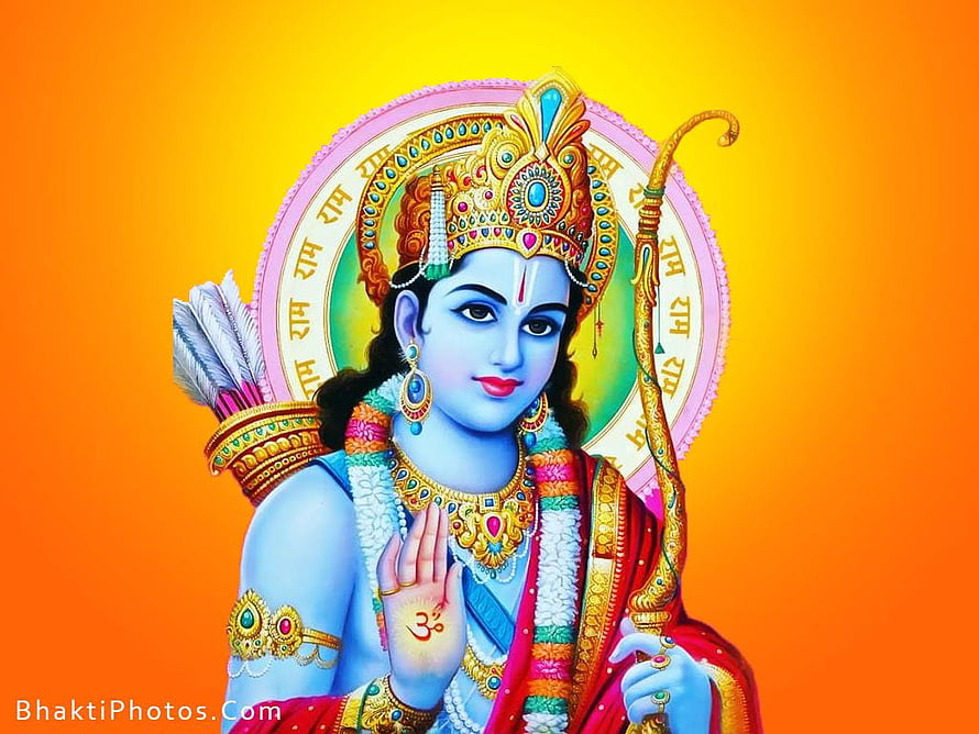 Lord Rama Devotional Portrait With Bow And Arrow HD wallpaper