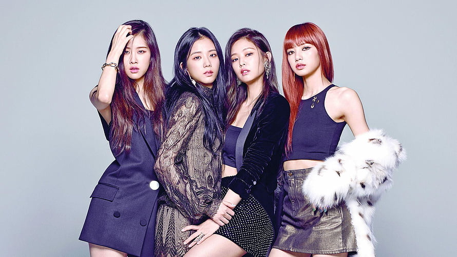 Blackpink Studio Portrait in Dark Fashion Outfits HD wallpaper