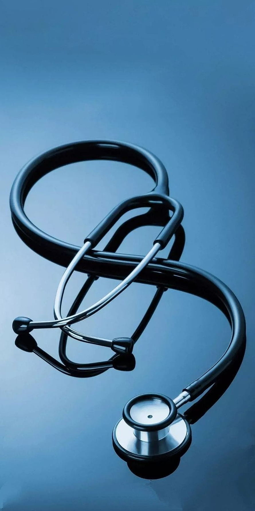 Black Stethoscope on Blue Background Medical Equipment HD phone wallpaper