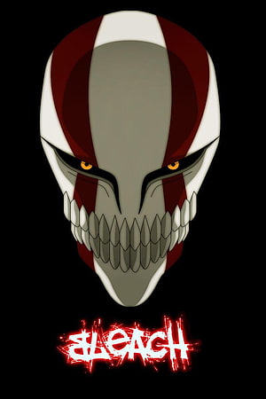 Bleach Ichigo Hollow Mask with Glowing Eyes and Grinning Teeth on Black Background HD phone wallpaper