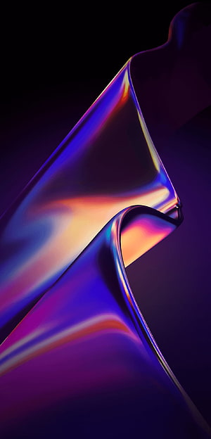 Abstract Iridescent 3D Render With Neon Purple And Orange Gradients HD phone wallpaper