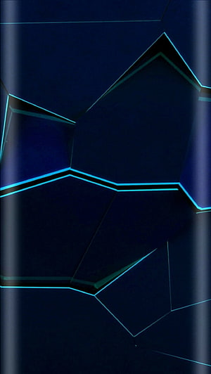 Abstract Dark Blue Geometric Polygonal Pattern With Glowing Cyan Edges HD phone wallpaper