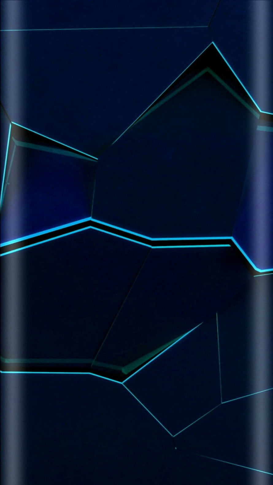 Abstract Dark Blue Geometric Polygonal Pattern With Glowing Cyan Edges HD phone wallpaper