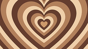 Retro Brown Concentric Hearts Abstract Pattern Wallpaper HD wallpaper