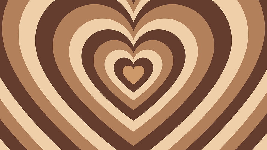Retro Brown Concentric Hearts Abstract Pattern Wallpaper HD wallpaper
