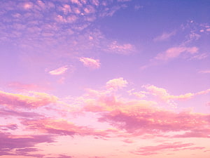 Dreamy Pastel Pink and Purple Cloudy Sky at Sunset HD wallpaper