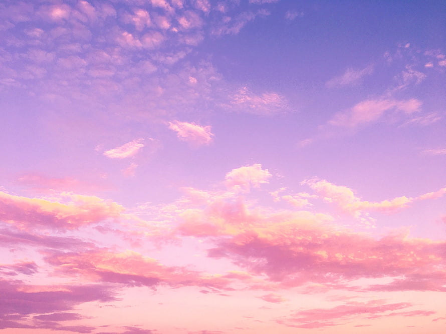 Dreamy Pastel Pink and Purple Cloudy Sky at Sunset HD wallpaper