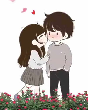 Cute Anime Couple Kissing in Flower Garden Wallpaper HD phone wallpaper