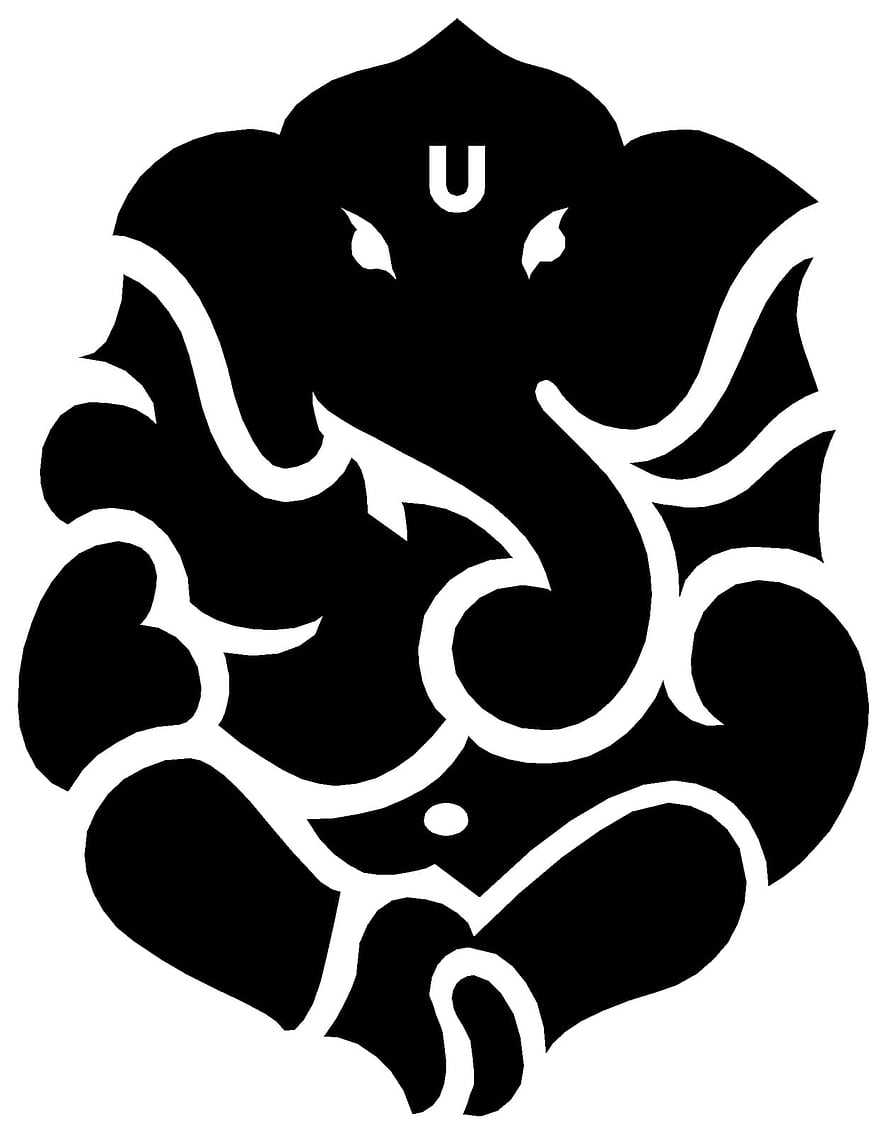 Stylized Black Silhouette of Lord Ganesha with Om Symbol on Forehead HD phone wallpaper