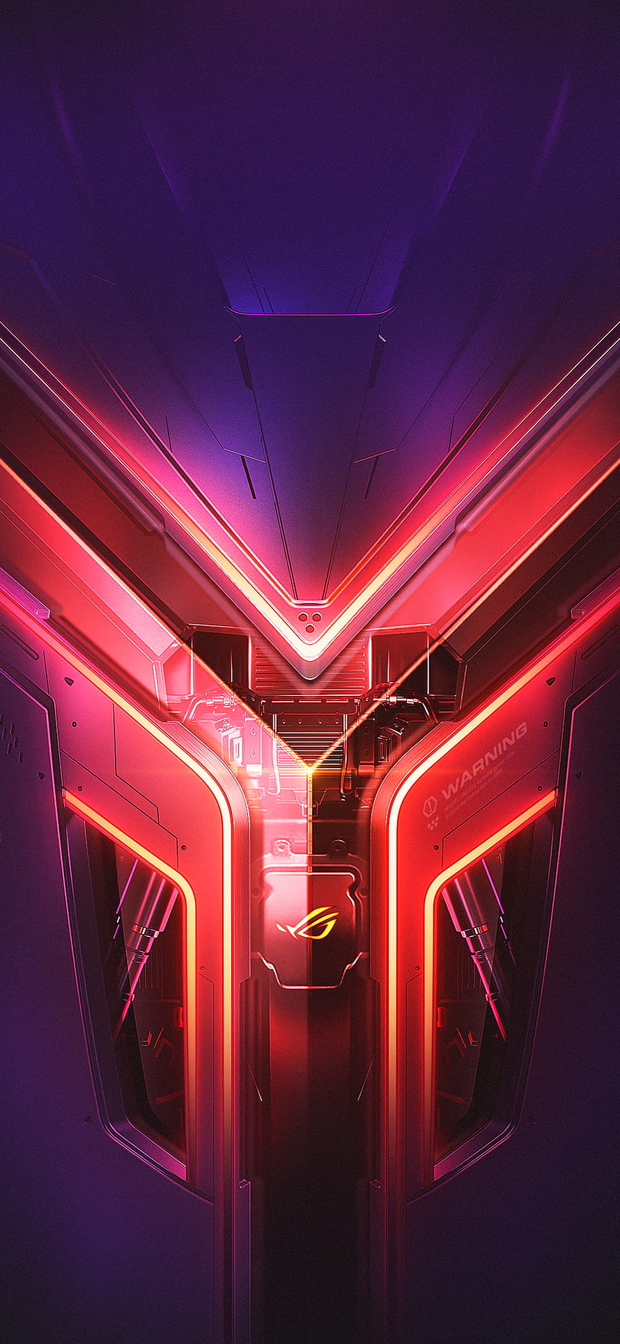 ASUS ROG Cyberpunk Sci-Fi Corridor with Neon Red and Purple Lighting HD phone wallpaper
