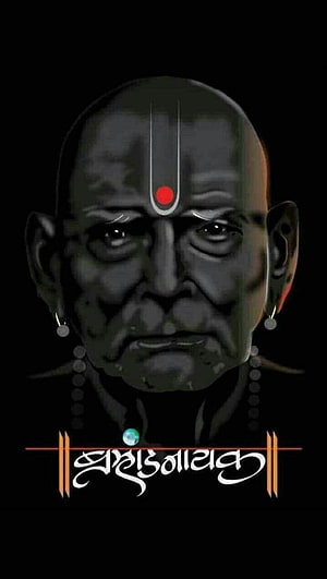 Portrait of Sai Baba of Shirdi with sacred tilak and prayer beads on black background HD phone wallpaper