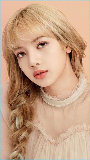 Lalisa Lisa Portrait with Blonde Braided Hair and Soft Peach Background HD phone wallpaper