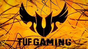TUF Gaming Logo Wallpaper with Black Eagle Emblem on Orange Background HD wallpaper