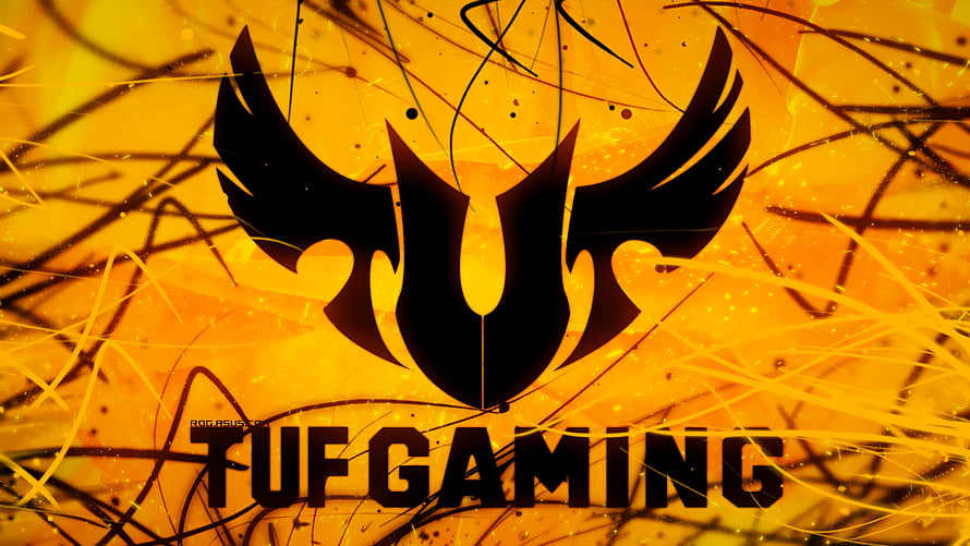 TUF Gaming Logo Wallpaper with Black Eagle Emblem on Orange Background HD wallpaper