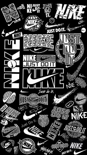 Nike Logo Collection Black and White Wallpaper with Just Do It Slogans HD phone wallpaper