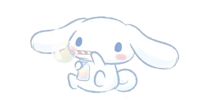 Cinnamoroll sipping juice from a bottle in a soft pastel kawaii illustration HD wallpaper