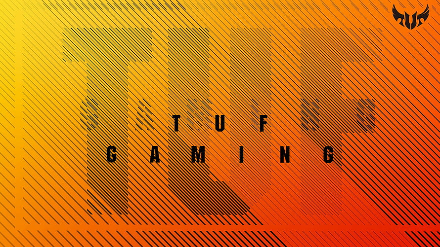 TUF Gaming Logo Abstract Wallpaper With Orange And Yellow Diagonal Stripes HD wallpaper