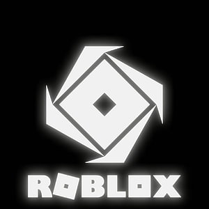 Glowing Roblox Logo on Black Background with Neon White Geometric Icon and Bold Text HD phone wallpaper