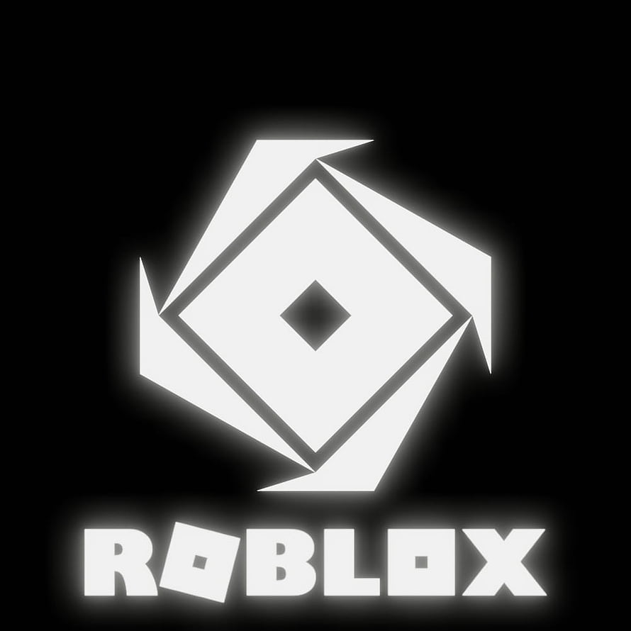 Glowing Roblox Logo on Black Background with Neon White Geometric Icon and Bold Text HD phone wallpaper