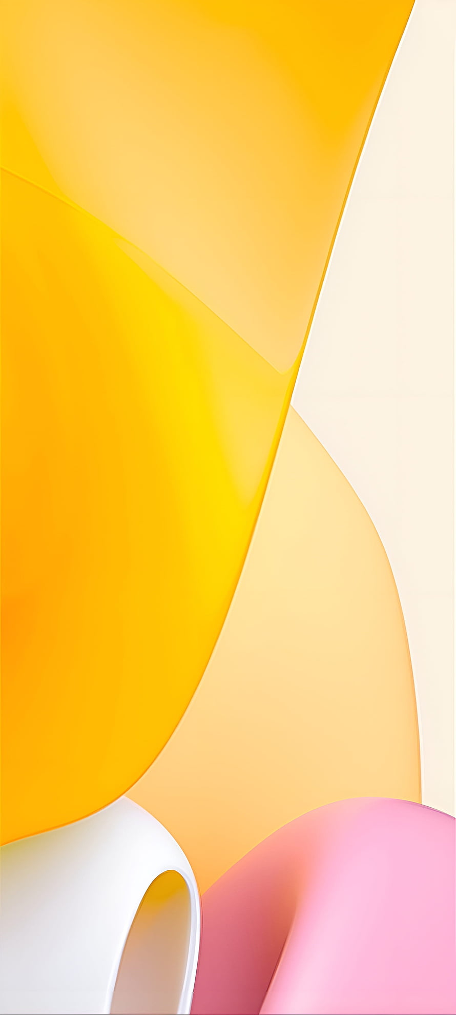Abstract 3D Render of Smooth Yellow, Pink, and White Curved Shapes HD phone wallpaper