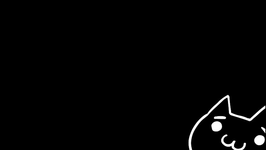 Minimalist White Line Art Cat on Black Background HD wallpaper