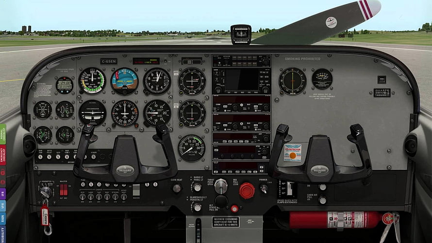 Cessna 172 Skymaster Cockpit Interior View With Analog Instruments And Dual Yokes HD wallpaper