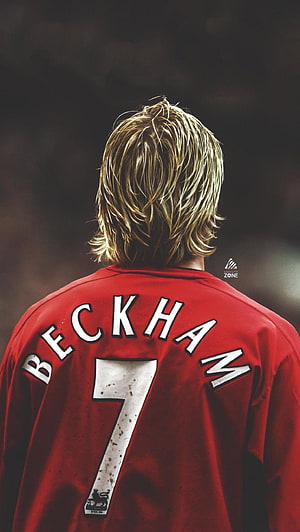 David Beckham Manchester United Red Jersey Number 7 Back View Portrait, david beckham manchester united, #David beckham HD phone wallpaper