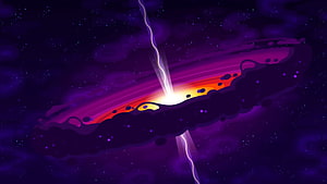 Stylized Black Hole Accretion Disk and Jet in Deep Purple Space HD wallpaper