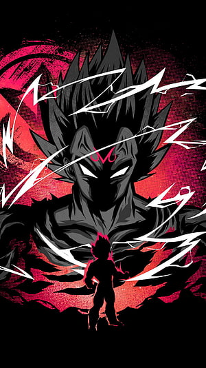 Dark Vegeta Dragon Ball Super Anime Artwork with Red Energy and Lightning HD phone wallpaper