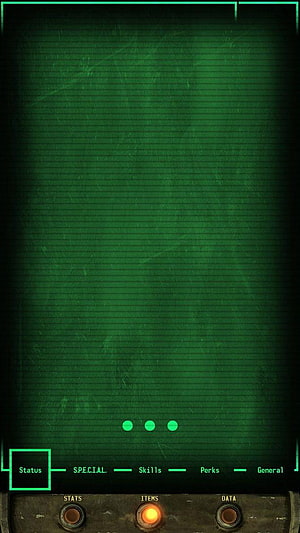 Fallout Pip-Boy Green CRT Interface with S.P.E.C.I.A.L. Status Menu and Retro Terminal Display HD phone wallpaper