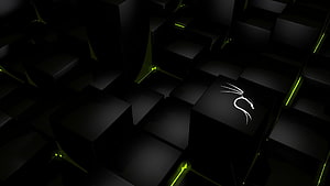Corsair Gaming Logo on Black Cubes with Neon Green Accents HD wallpaper
