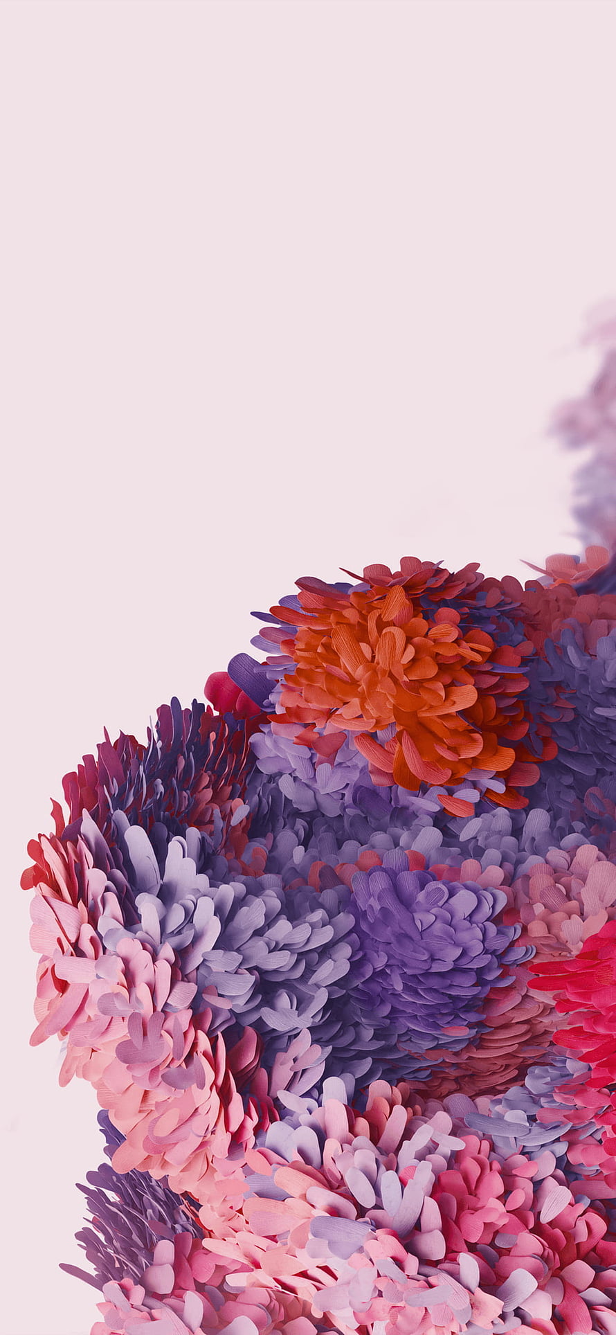 Abstract 3D Render of Colorful Overlapping Petals in Pink Purple and Orange HD phone wallpaper
