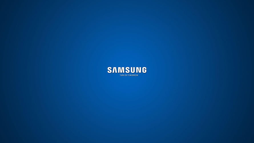 Samsung Corporate Logo on Deep Blue Gradient Background HD wallpaper